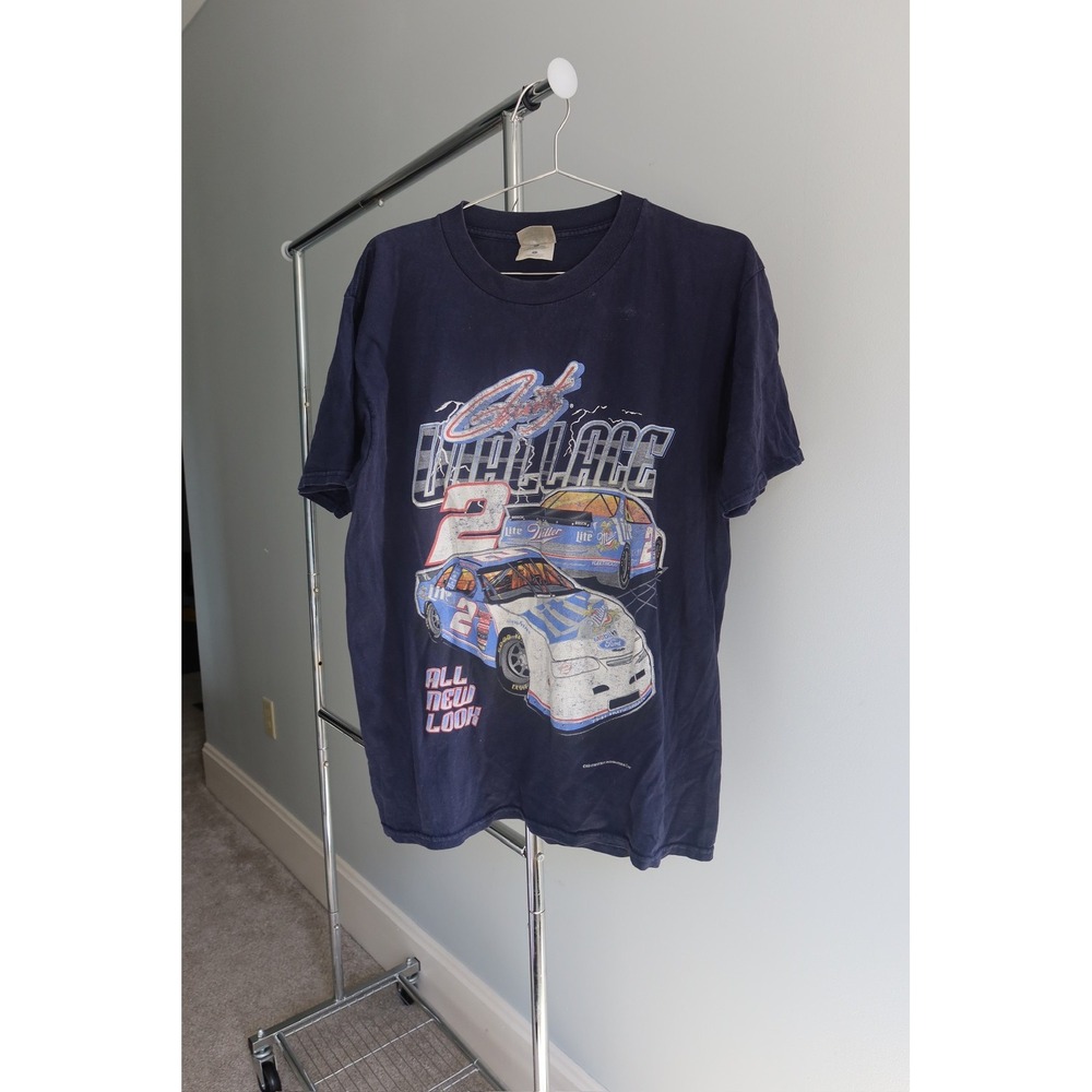 VTG 90s Rusty Wallace Miller Lite NASCAR #2‎ Racing T-Shirt XL All New Look